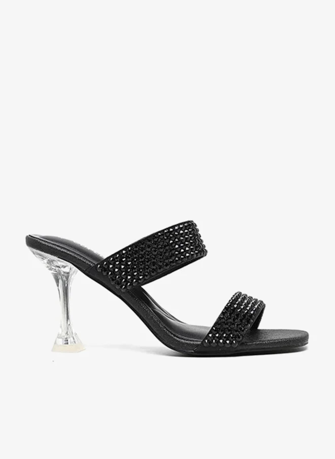 Embellished Strap High-Heel Mules