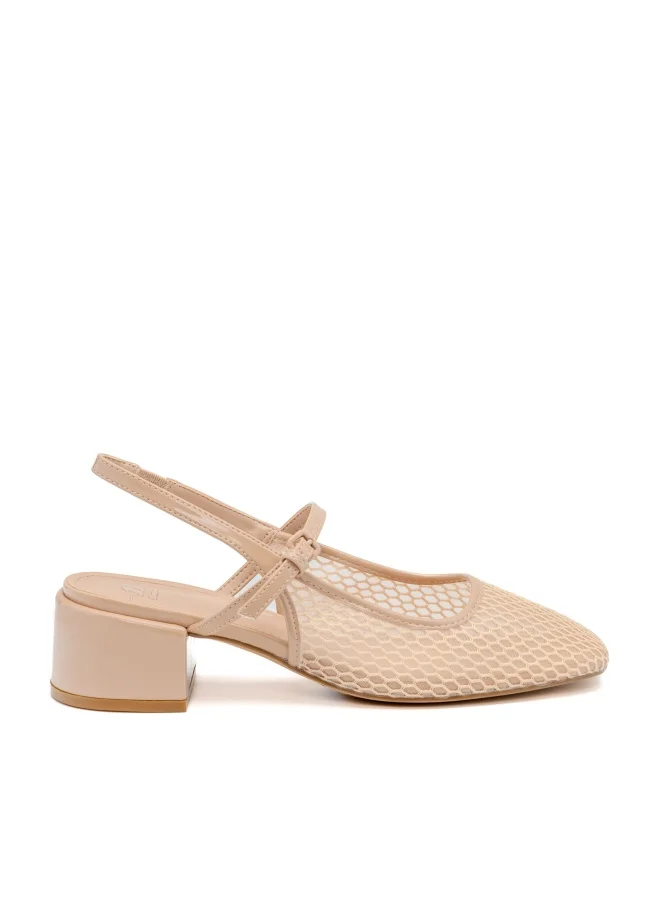 Pointed Slingback Block Heel Shoes