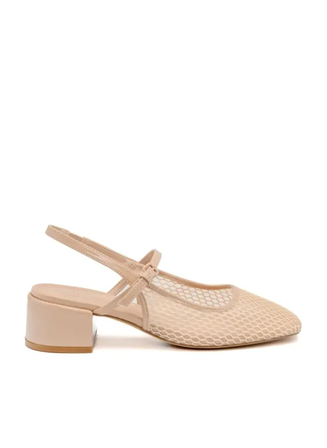 Pointed Slingback Block Heel Shoes