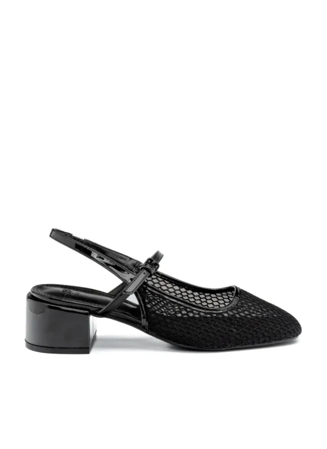 Pointed Slingback Block Heel Shoes