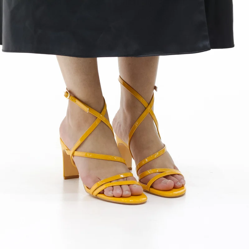7.5 CM Square Block Heel Strippy Sandal