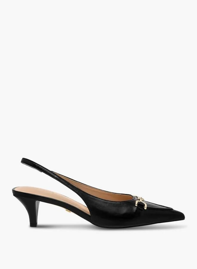Monogram Print Kitten Heel Slingbacks