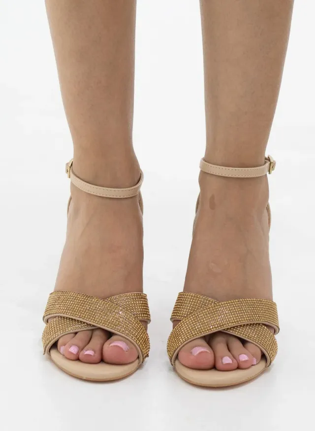Diamante Ankle Strap 9cm Heel Sandal Nude – image 4