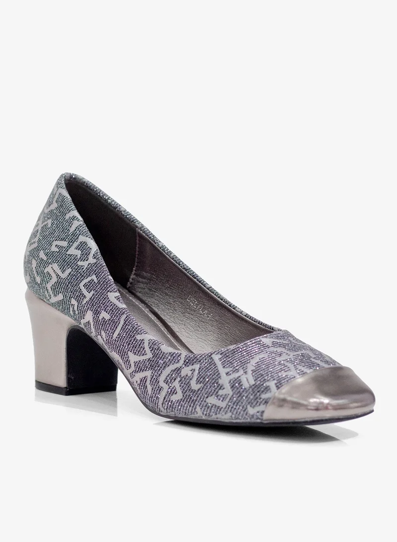 Comfy Pointy Court Shoe 5cm Heel Pewter