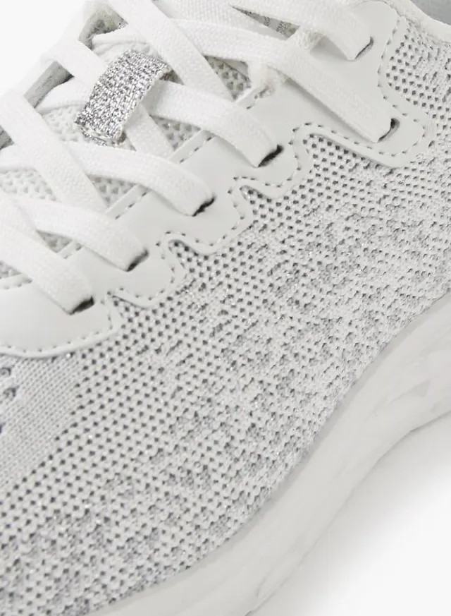 Women's White Lace-Up Sports Running Shoes - Mesh Upper – image 5