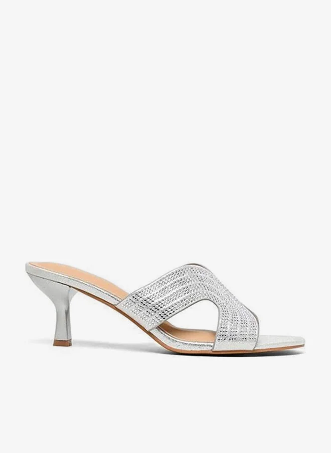Embellished High-Heel Cross-Strap Sandal