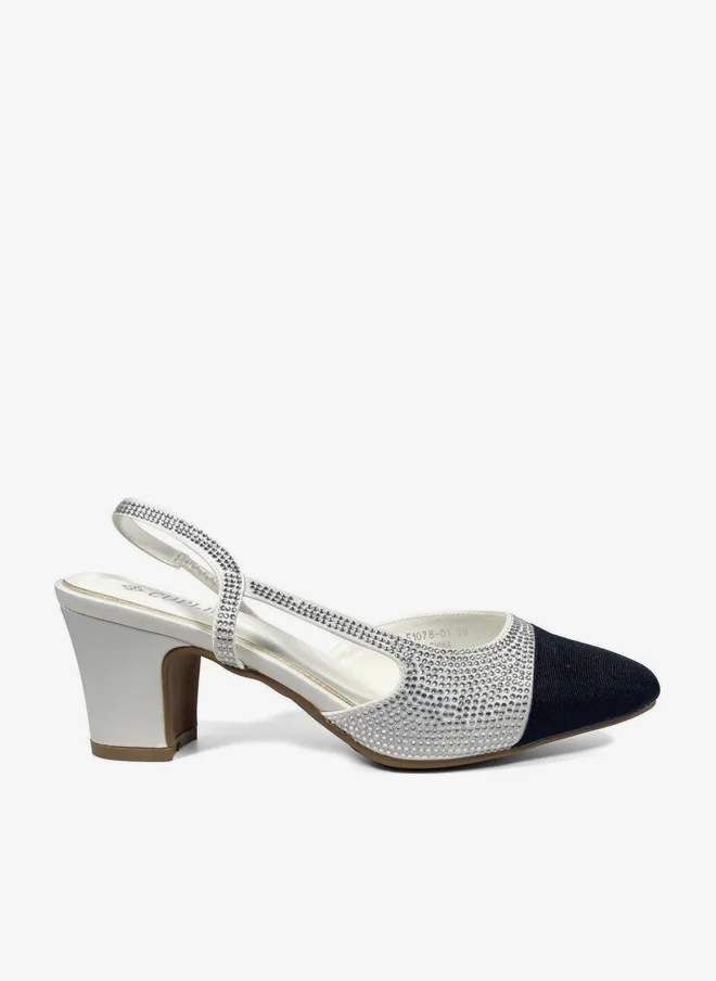 Slingback Embellished Block Heel Sandals