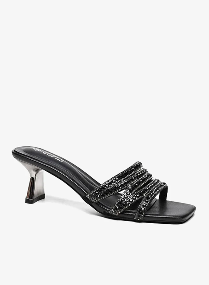 Embellished Heeled Slide
