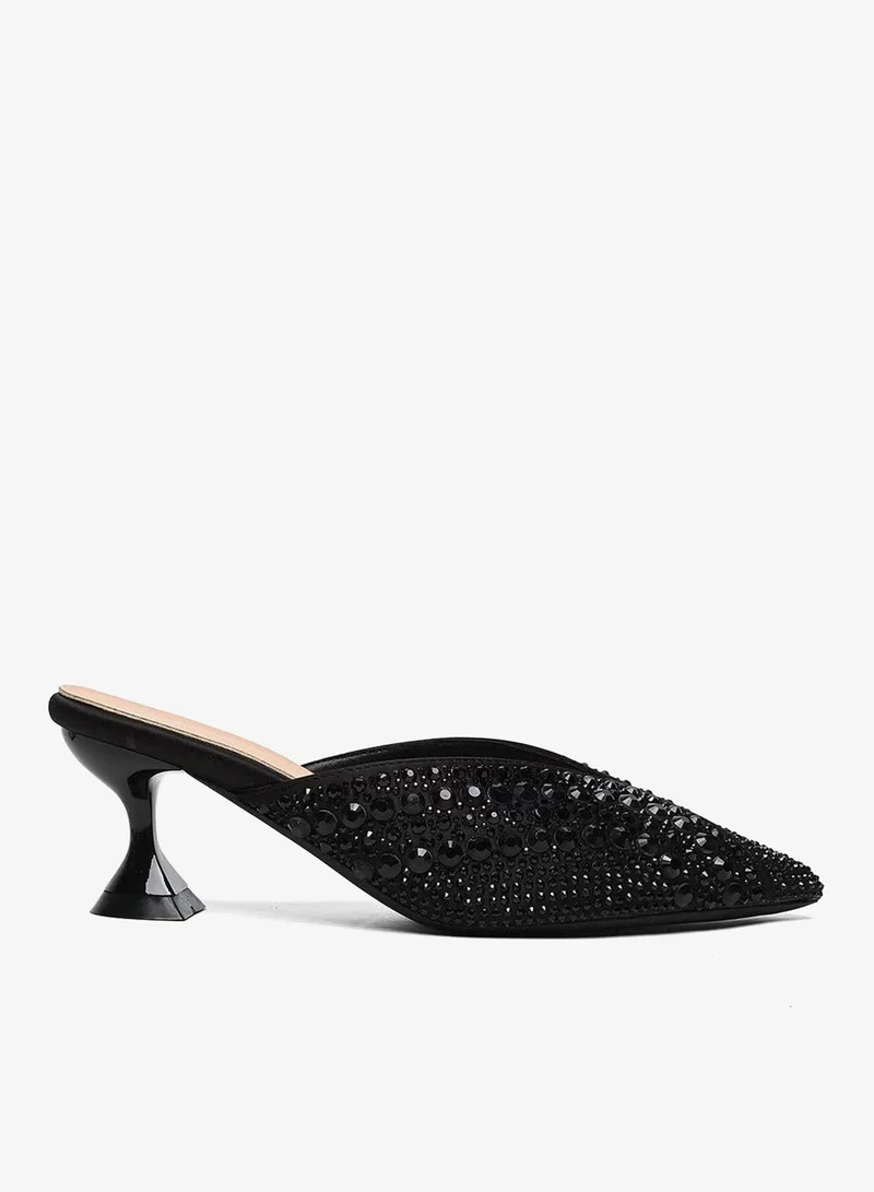 Embellished Mid-Heel Mule