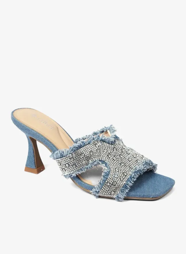 Denim Heeled Sandals – image 2