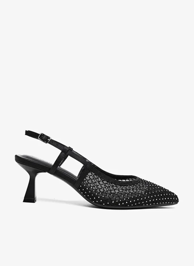 Slingback Pointed Toe Netted Heels