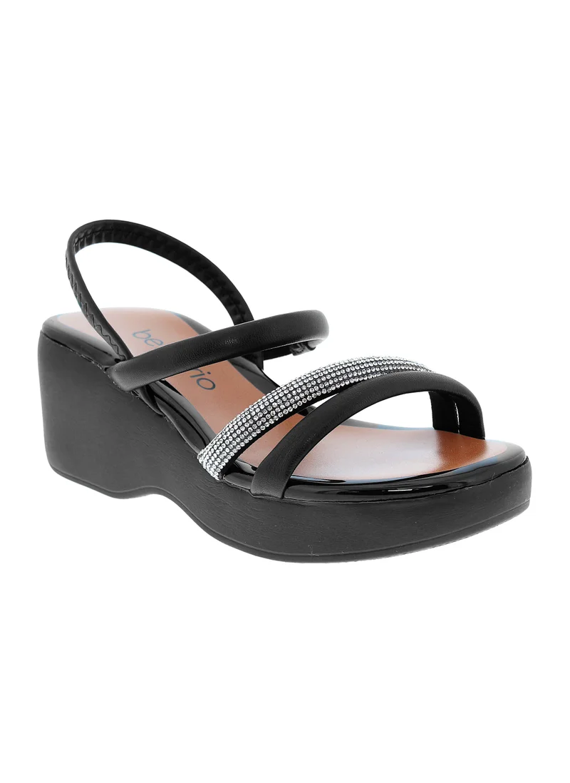 BEIRA RIO Mid Heel Slingback Sandals Black