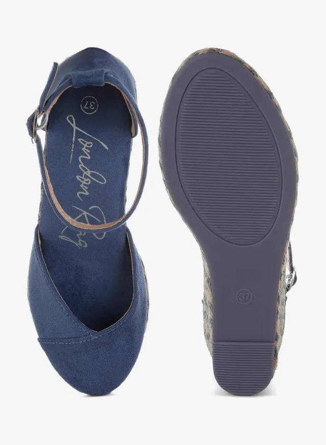 Wedge Espadrille Sandals Navy – image 4