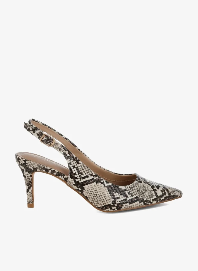 Slingback Stiletto Heel Sandals Snake