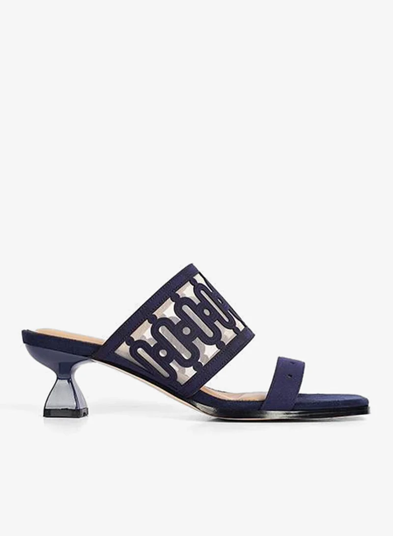 Embroidered Mesh Dual Strap Mules