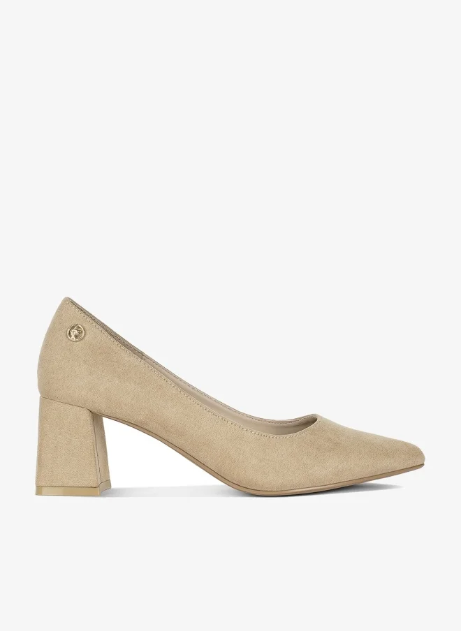 Block Heel Pumps Beige
