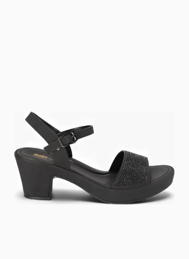 Comfit Embellished Cushion Block Heel Sandals