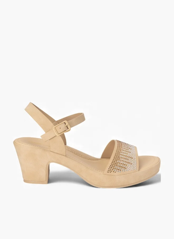 Comfit Embellished Cushion Block Heel Sandals