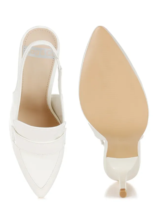 White Slingback Loafer Sandals with High Stiletto Heel – image 4