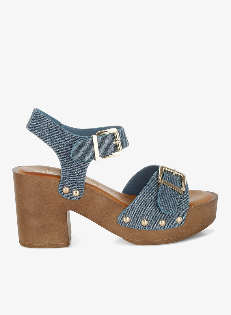 Studded Clog Sandals, Denim