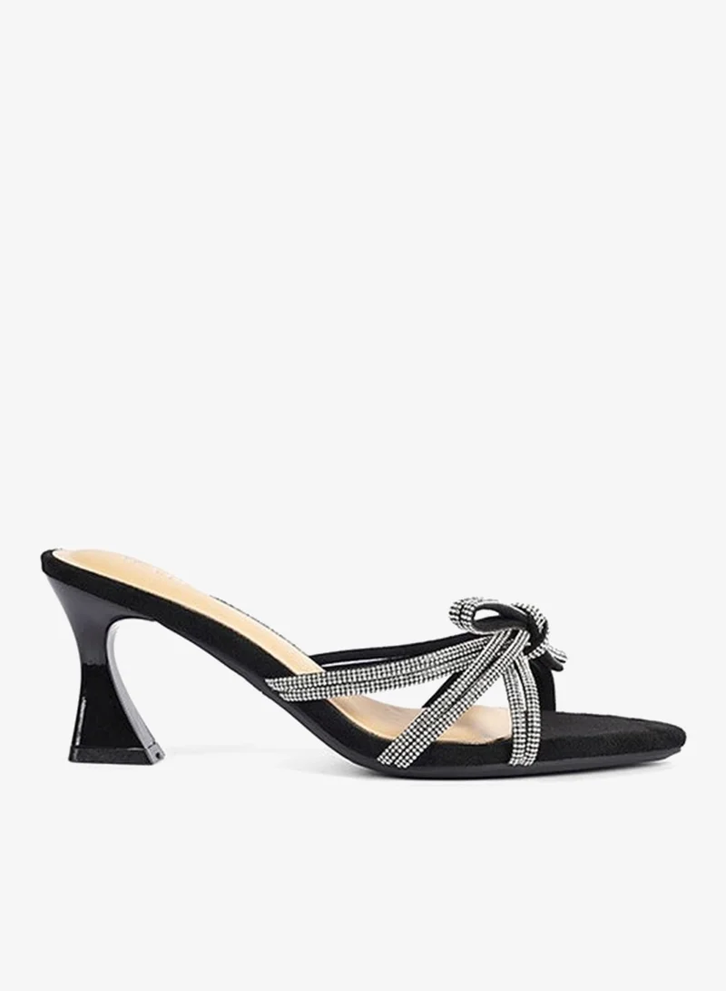 Women's Heeled Mesh Embellished Mules