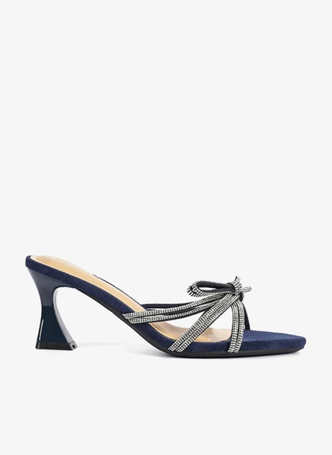 Women's Heeled Mesh Embellished Mules