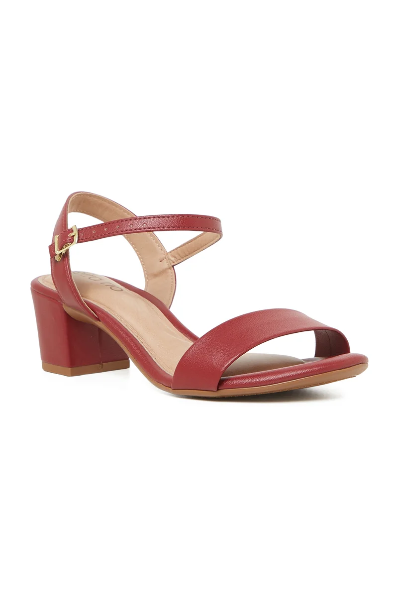 BEIRA RIO Mid Heel Ankle Strap Sandals CHERRY