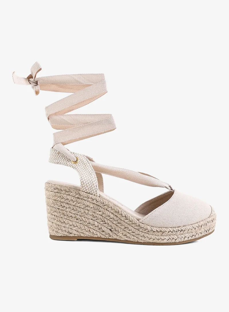 Strappy Wedge Heel Sandals Ecru