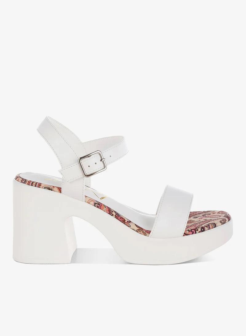 Faux Leather Platform Heels White