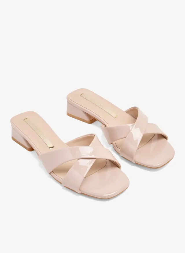 Beige PU Slip-On Block Heel Mules for Women – image 4