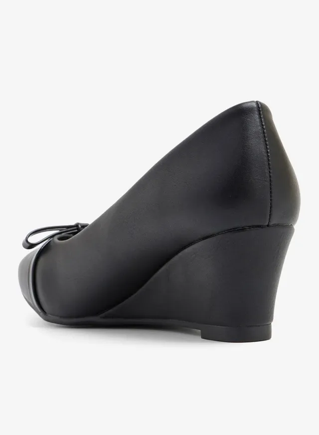 Black PU Square Toe High Heel Slip-On Women's Wedge Shoes – image 2