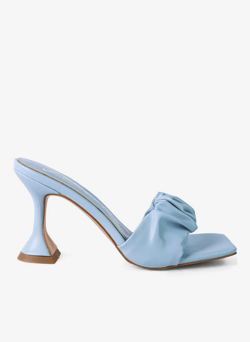 Ruched Spool Heel Sandals Blue