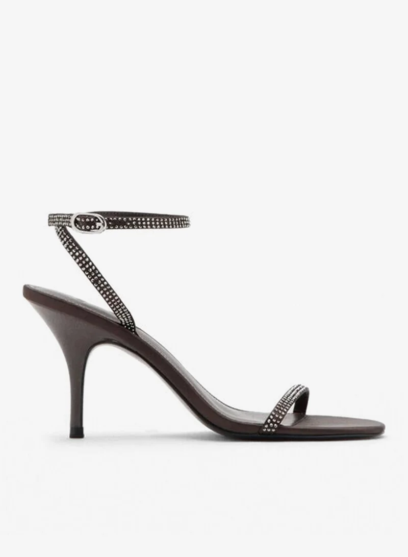 Strass Strap Heeled Sandals