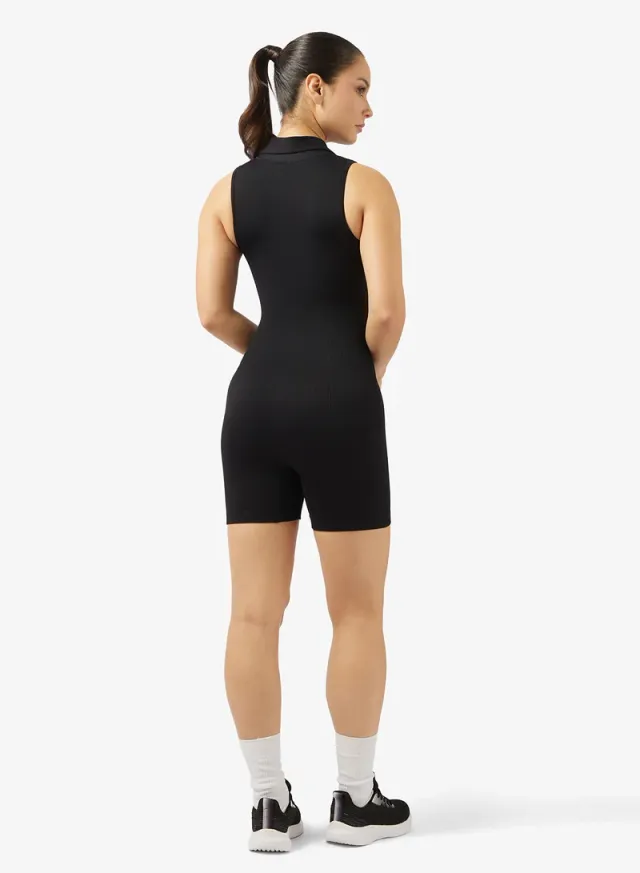 Seamless Bodycon Jumpsuit for Women - Black, Sleeveless, Short Length – image 2