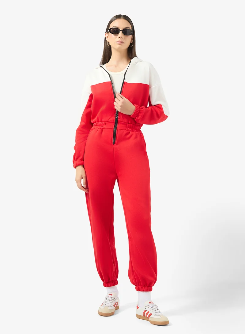 Fleece Colorblock Zip-Up Onesie