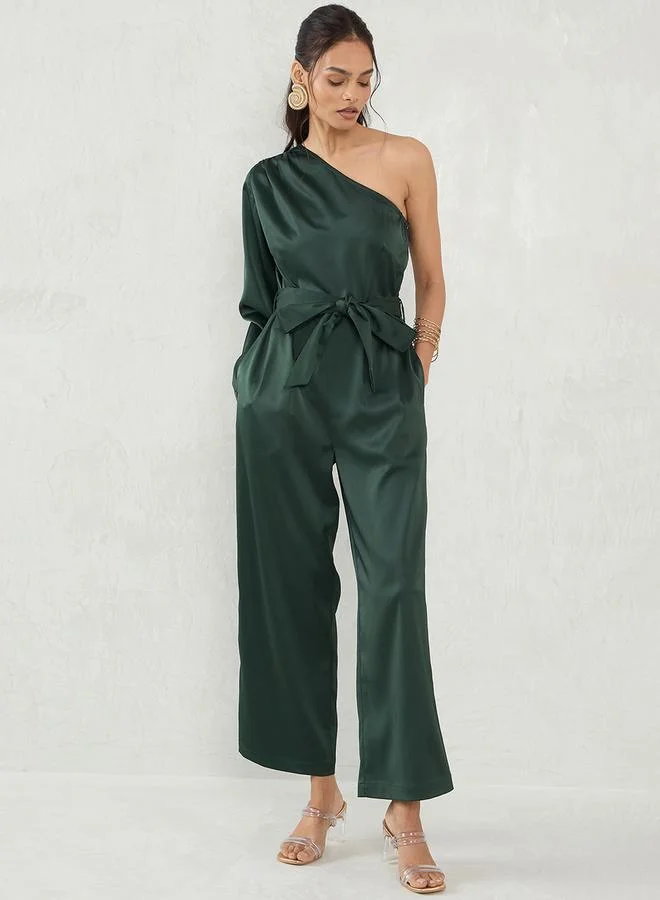 Satin One Shoulder Jumpsuit