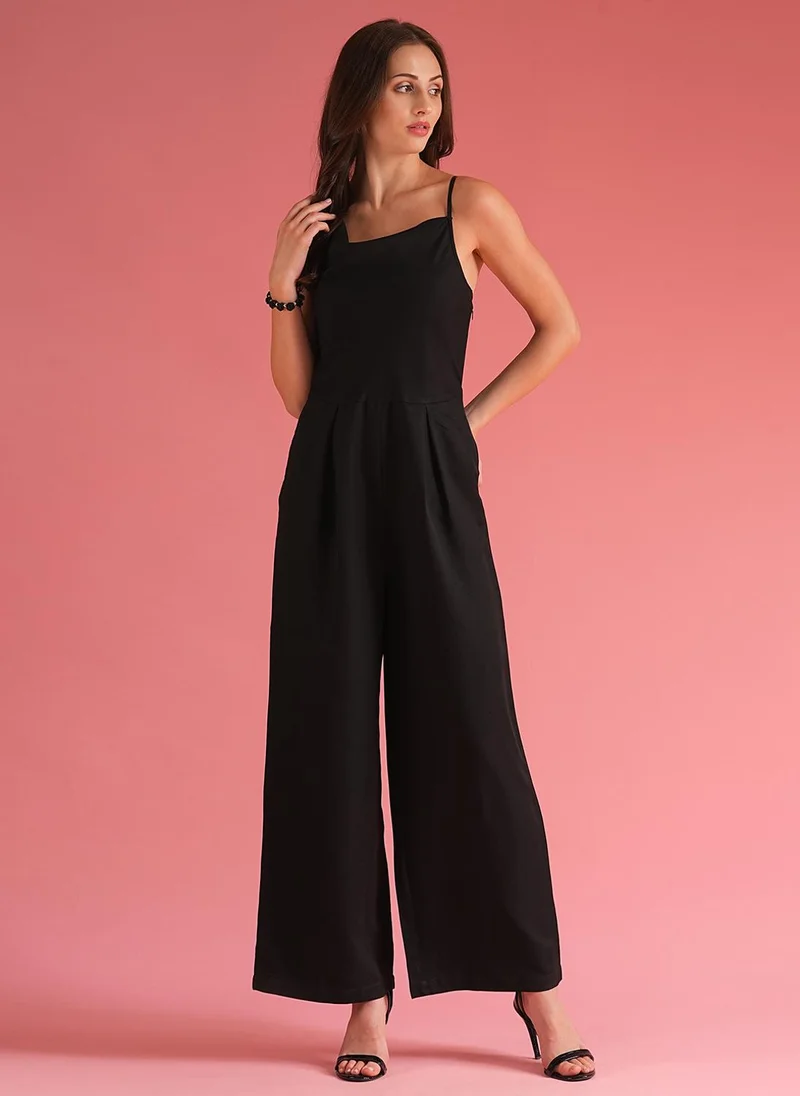 Women's Cowl Neck Party Jumpsuit Black
