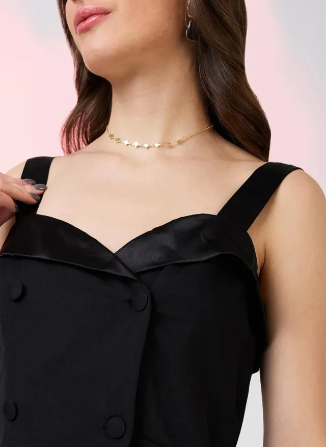 Women's Sweetheart Neck Double Breasted Jumpsuit - Black – image 5