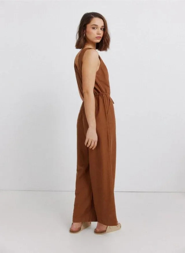 Blue Printed Sleeveless Viscose Jumpsuit for Women – image 4