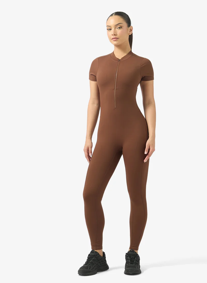 Back Cutout Zip Up Onesie