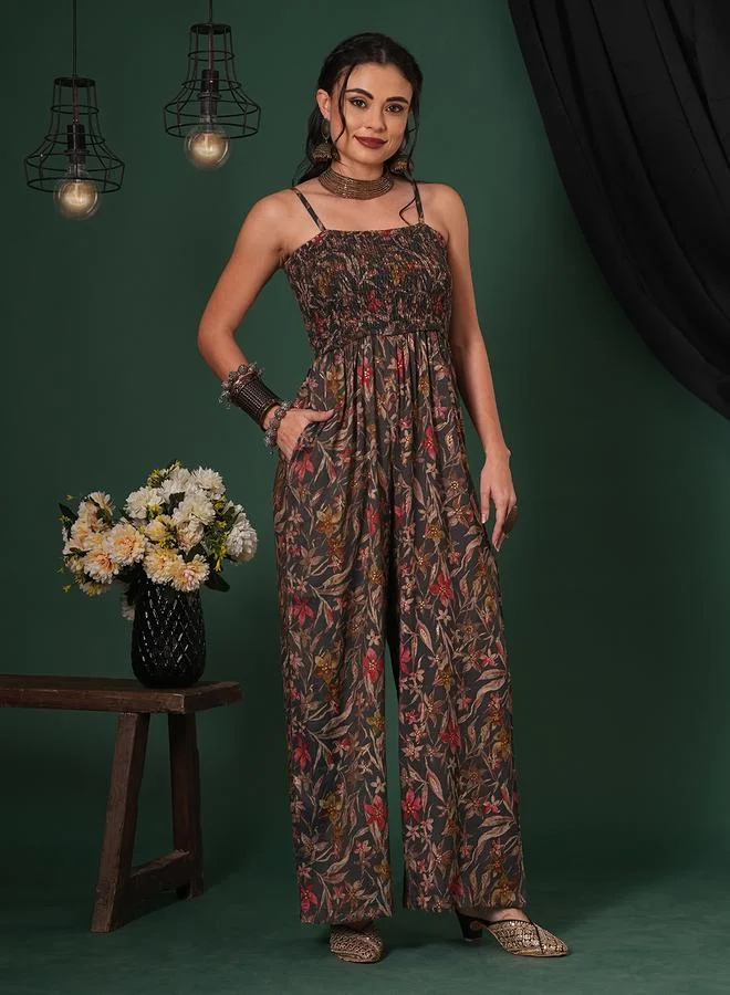 Women's Floral Strappy Jumpsuit
