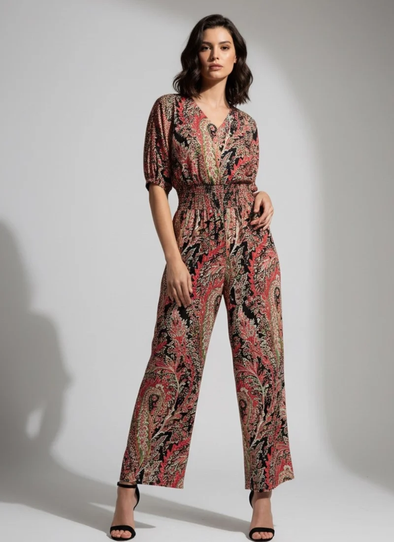 Floral Print Jumpsuit Grey