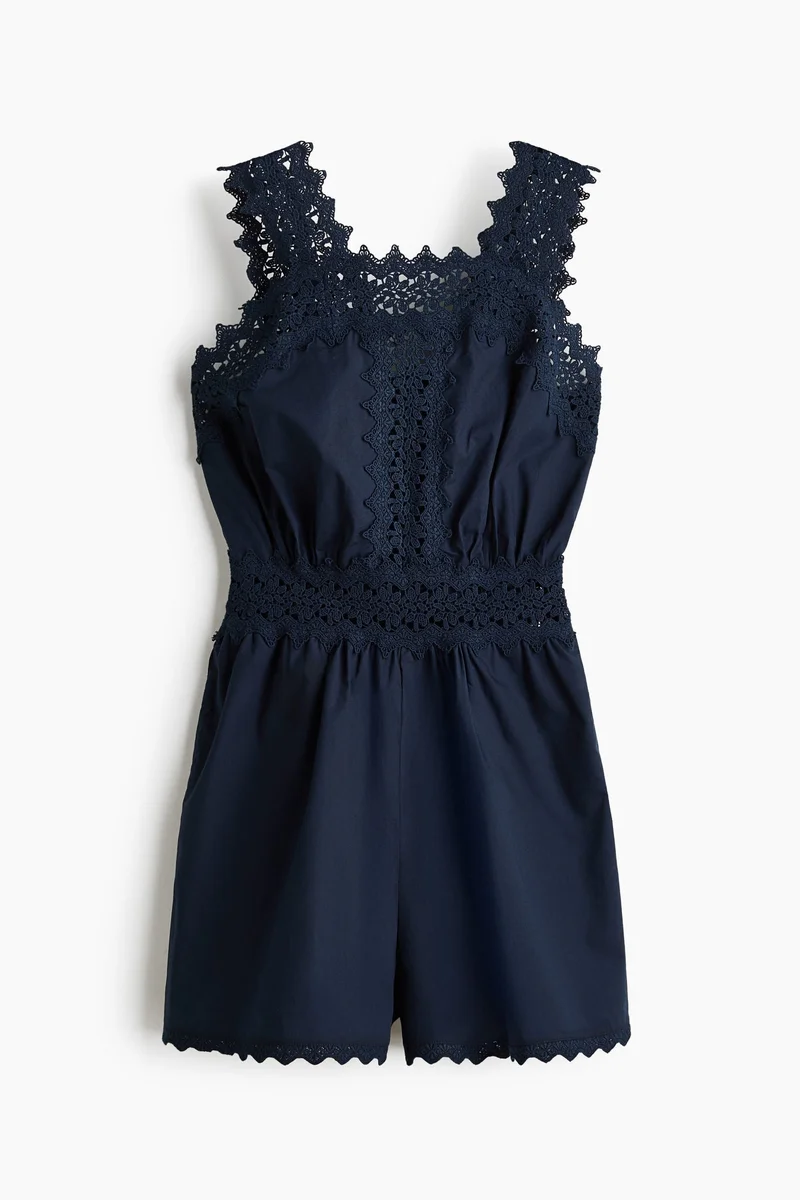 Lace Detail Cotton Playsuit
