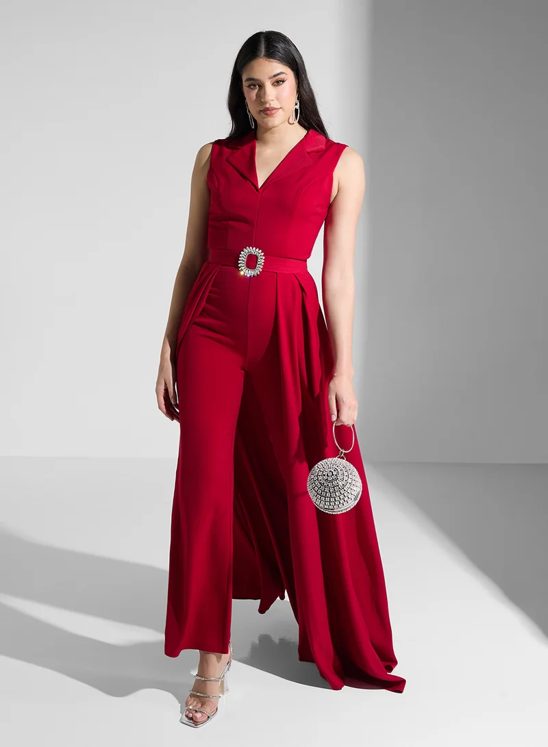 Blazer Neck Crepe Jumpsuit