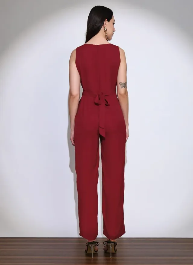 Navy Blue Solid Wide Leg Sleeveless Jumpsuit for Women – image 4