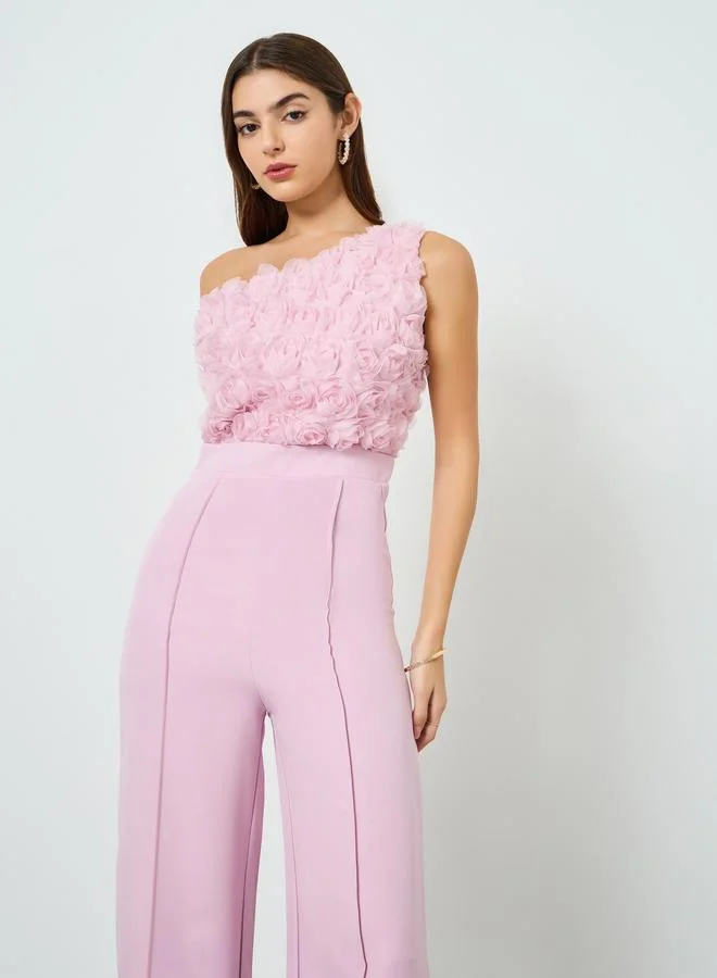 One Shoulder Wide Leg Jumpsuit Lilac