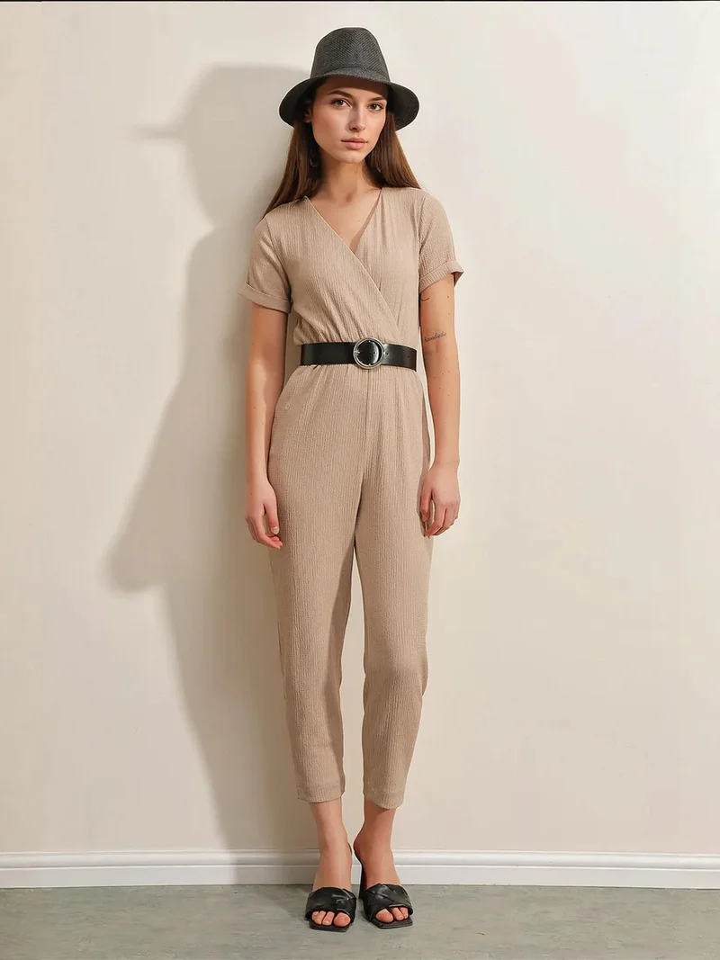 BDART Textured V-Neck Knit Bow Jumpsuit