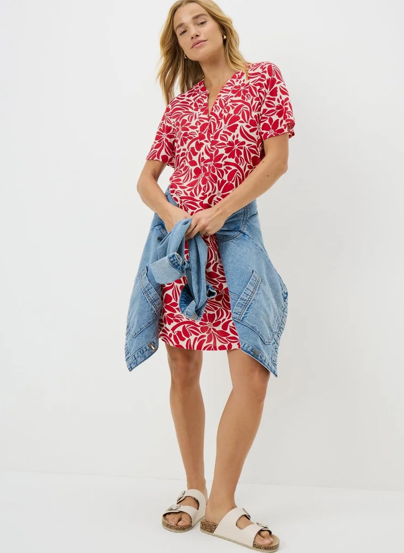 Popover Floral Tunic Dress Red