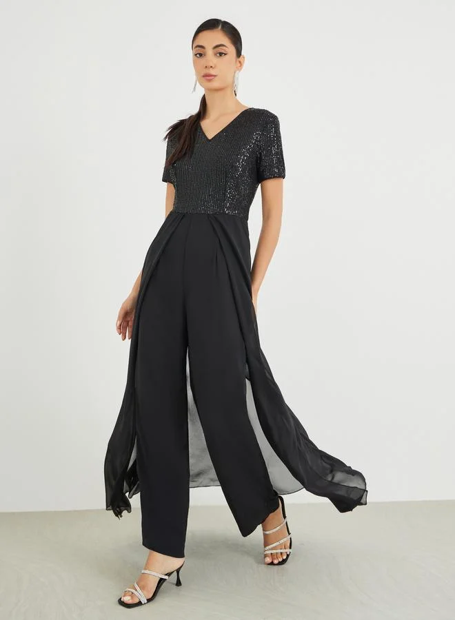 Sequins Wide Leg Jumpsuit