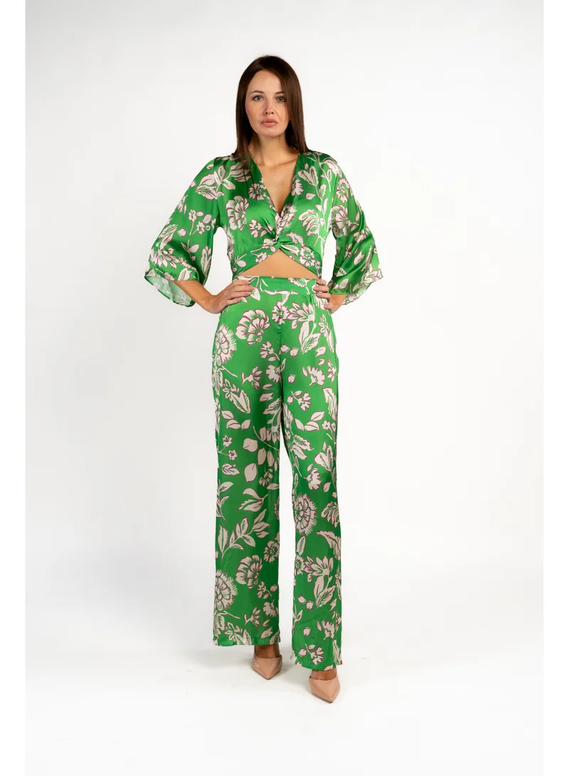 Cutout Silk Jumpsuit Green